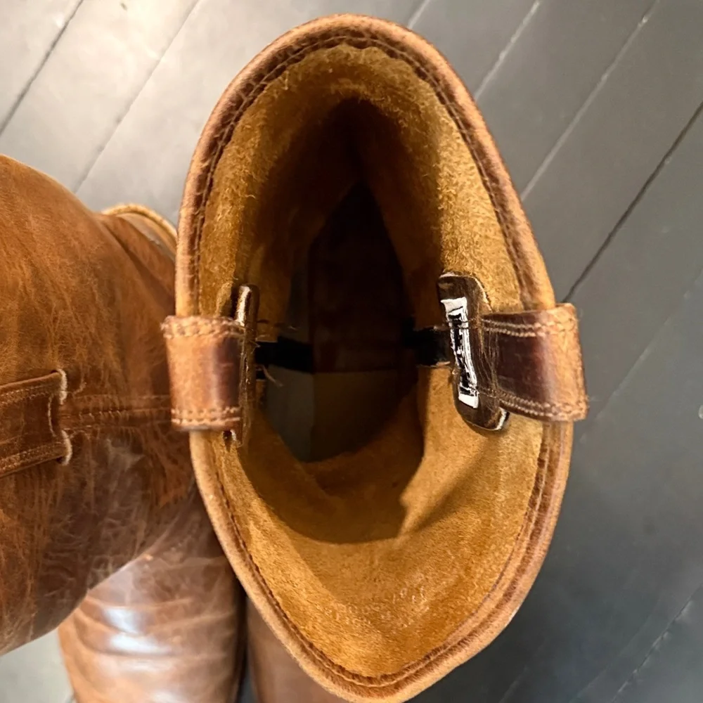 Frye Brown Leather Harness Cowboy Boots MENS SIZE 11 - Picture 8 of 11